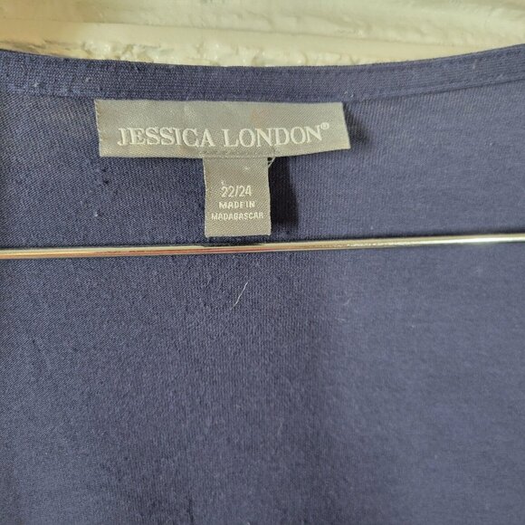 Jessica London Women Top 22 24 Plus Cardigan Open Duster Blue BLU208E - Picture 9 of 10